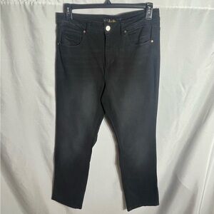 Indigo Rein Black High Rise Slim Jeans 15W31 L31 Raw Hem Stretch Tapered Women's